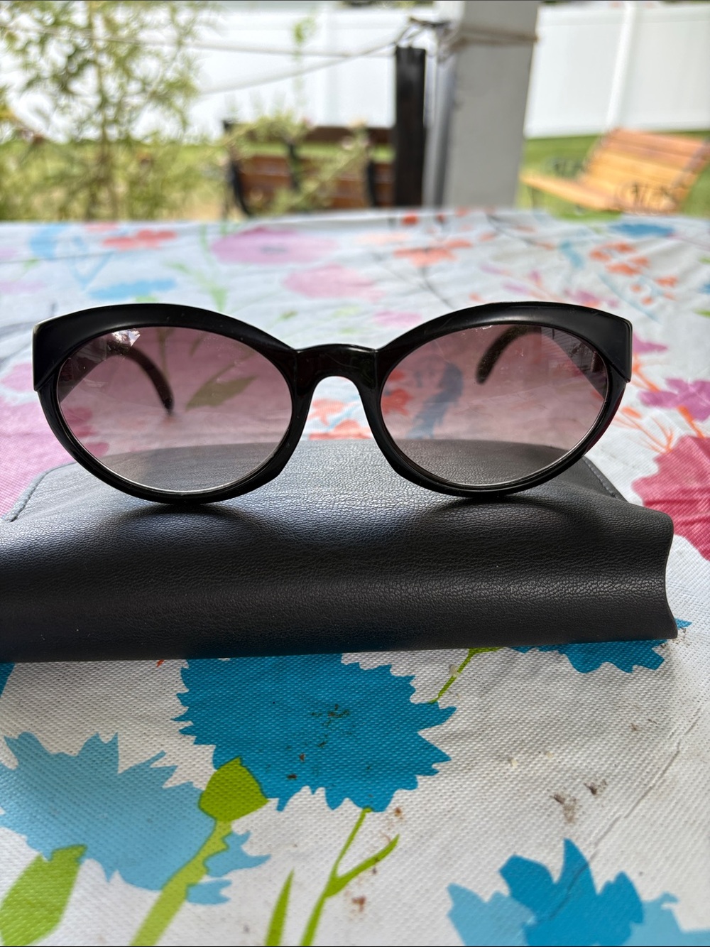 Givenchy Classic Black Cat-Eye Sunglasses with Ombré Pinkish Purple Tint